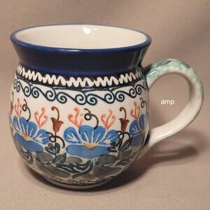 Unikat Polish Pottery Lg Belled Mug (blue / 16 oz) (Knapik 1584?) NEW!